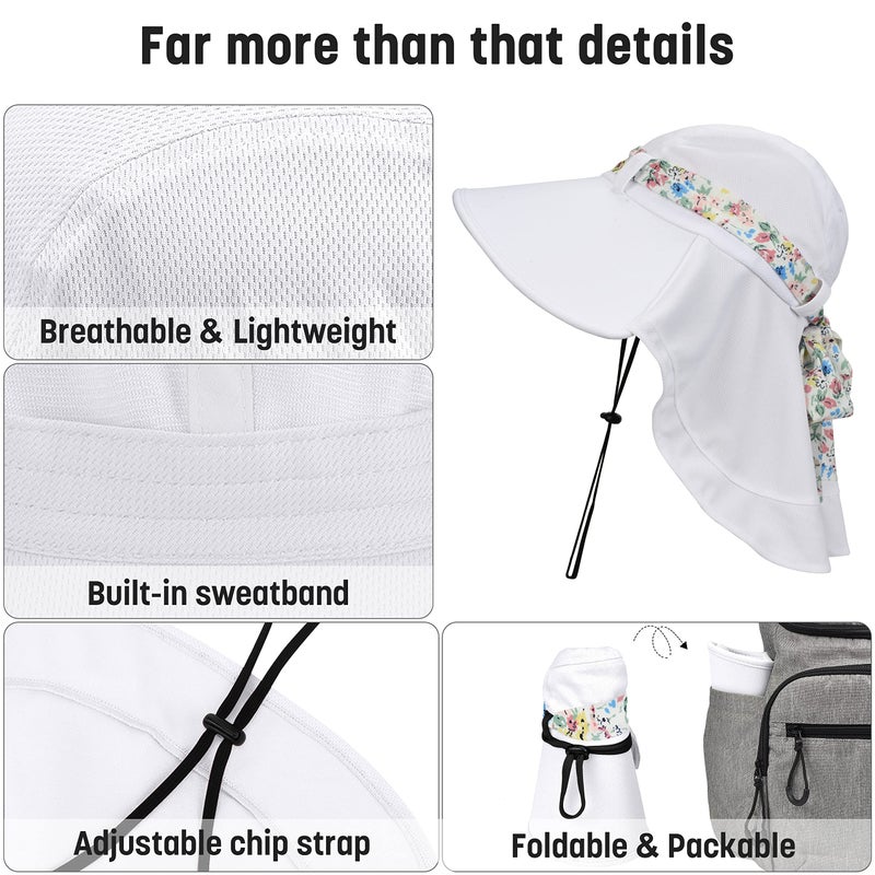 Solaris UPF 50+ Women's Wide Brim Sun Hat â€“ Lightweight Foldable with Detachable Scarf & Neck Cover, UV Protection for Hiking, Beach, Gardening - Image 3